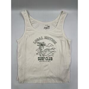 Women’s Local Motion LM Surf Club Raw Edge Cropped Tank Top NWOT